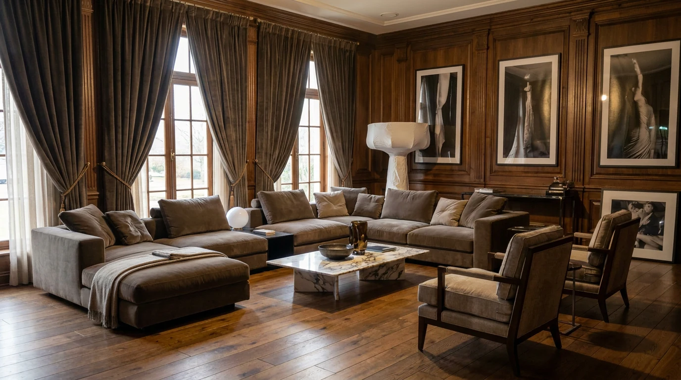 A grand living room graded for a Maison Frame reel